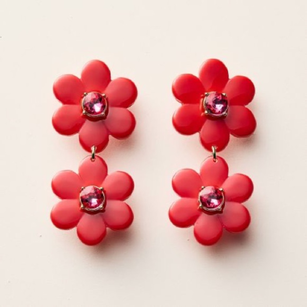 NWT in Box Kate Spade Red Flower Earrings